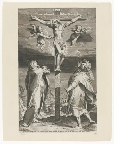 Gekruisigde Christus met Maria en Johannes