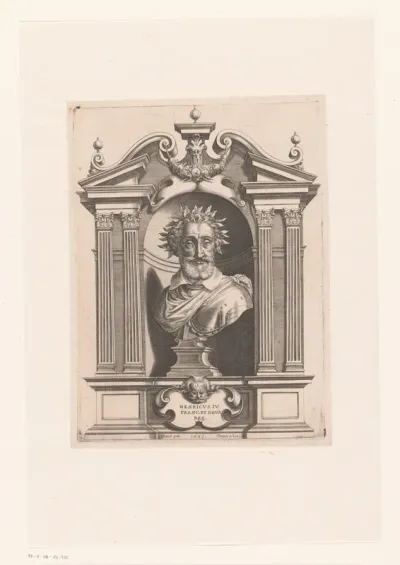 Gelauwerde buste van Hendrik IV in een nis