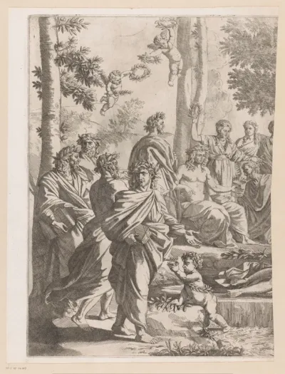 Gelauwerde mannen en vrouwen in een bos