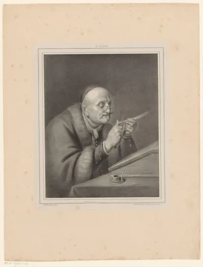 Geleerde die zijn pen snijdt