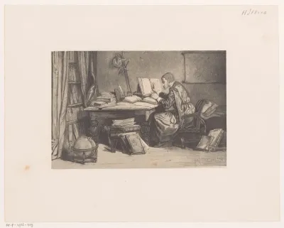 Geleerde in zijn werkkamer