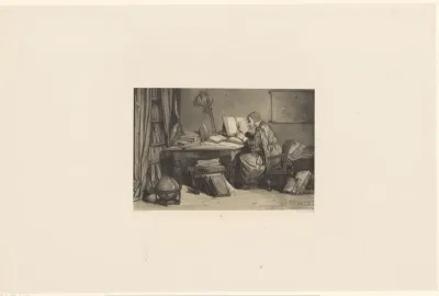 Geleerde in zijn werkkamer