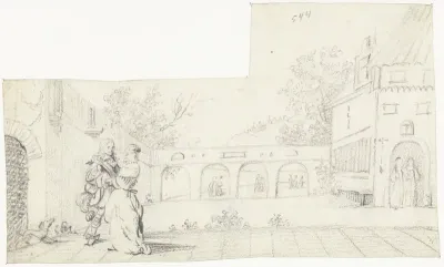 Geliefden in de tuin van een klooster