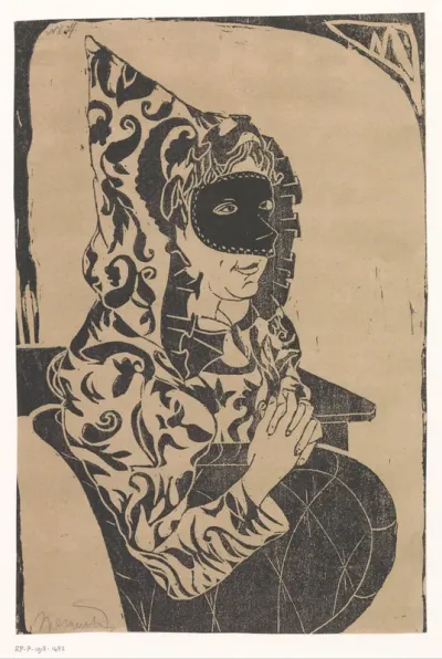 Gemaskerde vrouw met cape
