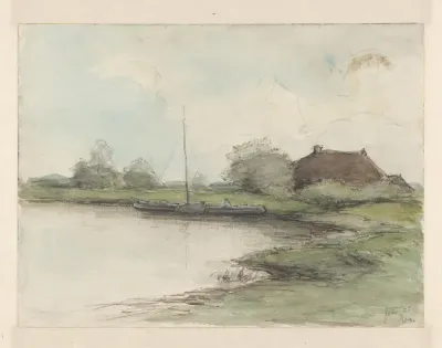 Gemeerde schuit in de IJssel