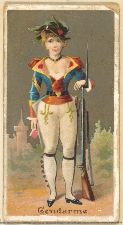 Gendarme, from the Occupations for Women series (N166) for Old Judge and Dogs Head Cigarettes