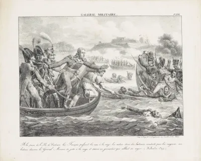 Generaal Moreau redt een grenadier uit het water, 1794