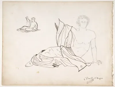 General Bonchamp Shown in a Pose Designed for His Tomb (recto); Three Figures after Poussin (verso)