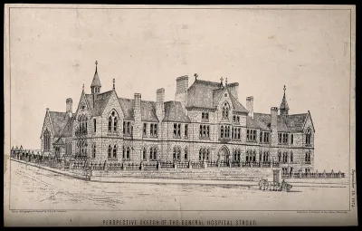 General Hospital, Stroud, Gloucester: perspective sketch