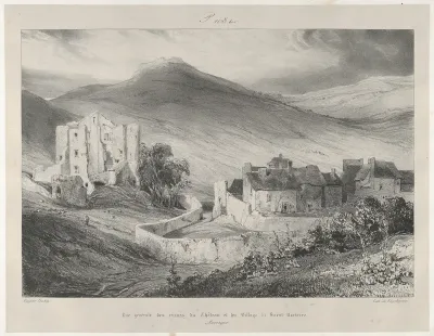 General View of Castle Ruins and of The Village of Saint-Necataire