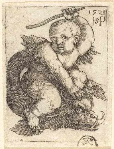 Genius on a Dolphin, Riding to the Right
