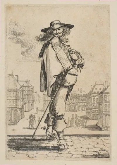 Gentleman with a Sword Before Some Buildings