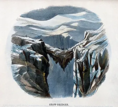 Geography: a snow bridge formed between two glaciers
