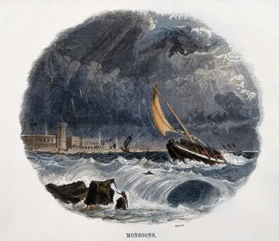 Geography: monsoons at sea, with rain