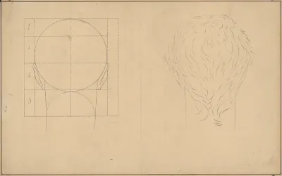 Geometrická konštrukcia mužskej hlavy zo zadnej strany