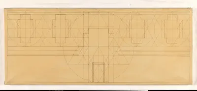 Geometrisch model voor marmerdecoratie in de Hoge Raad te Den Haag