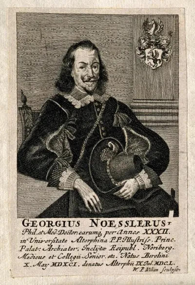 Georg Noessler. Line engraving by W. P. Kilian, 1728