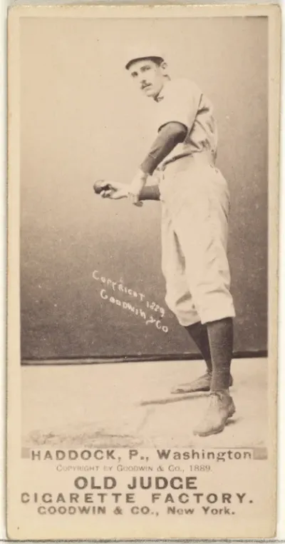 George Silas Haddock, Pitcher, Washington Nationals, from the Old Judge series (N172) for Old Judge Cigarettes