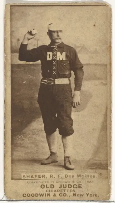 George W. Shafer, Right Field, Des Moines Prohibitionists, from the Old Judge series (N172) for Old Judge Cigarettes
