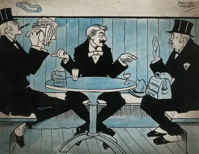 George Wyndham (centre) sits between A.J