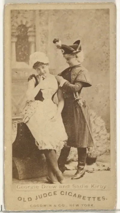 Georgie Drew and Sadie Kirby, from the Actors and Actresses series (N171) for Old Judge Cigarettes