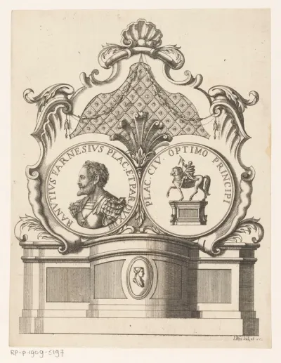 Geornamenteerd architectonisch object met het portret van Ranuccio Farnese I, hertog van Parma en Piacenza