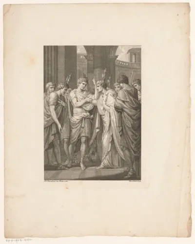 Germanicus in discussie met een groep mannen