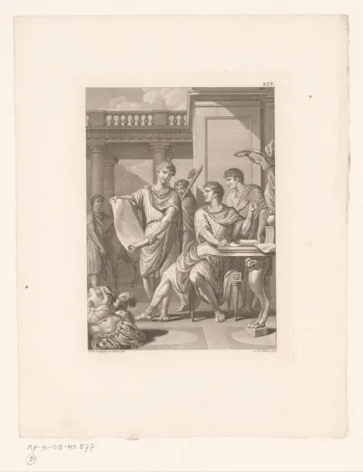 Germanicus ontrolt een papier