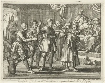 Gerrit Hasepoot uit Nijmegen neemt afscheid van zijn gezin, 1556