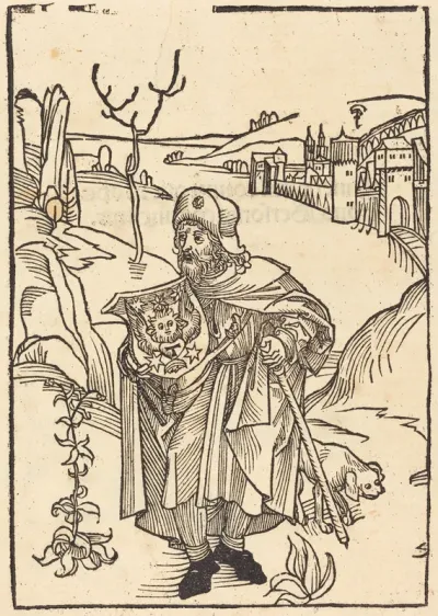 Gerson as Pilgrim with Town in Background