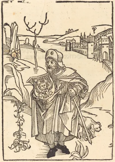 Gerson as Pilgrim with Town in Background