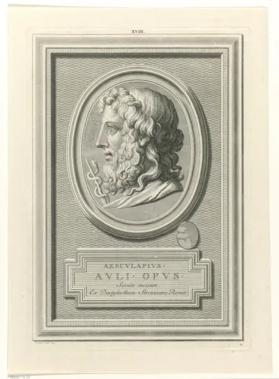 Gesneden steen met de beeltenis van Aesculapius