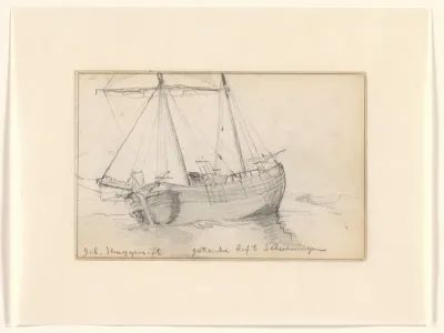 Gestrand kofschip bij Scheveningen