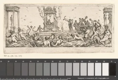 Getroonde Neptunus met nereïden en tritons