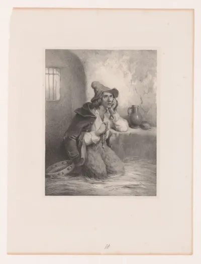 Gevangene met rozenkrans in zijn hand