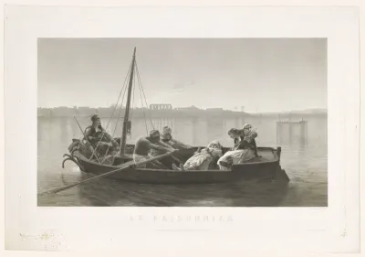 Gevangene vervoerd op een boot