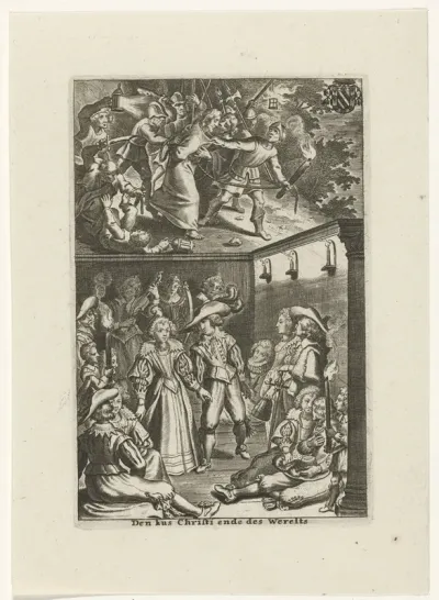 Gevangenneming van Christus en feestende hovelingen