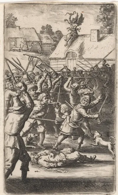 Gevecht in een dorp