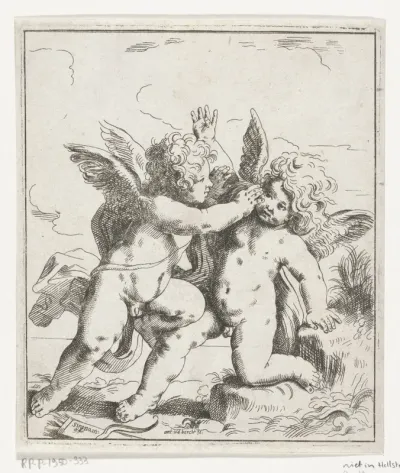 Gevecht tussen Cupido en een putto