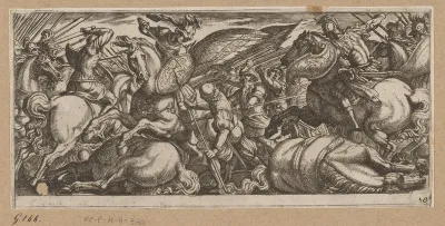 Gevecht tussen de cavalerie en de infanterie