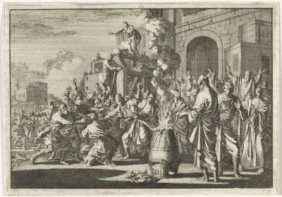 Gevecht tussen Joden en Grieken voor de synagoge te Caesarea