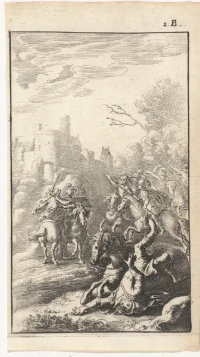 Gevecht tussen soldaten te paard