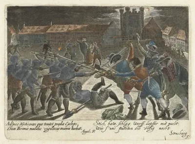Gevecht tussen studenten en soldaten