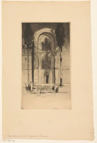 Gevel van de kerk van Dafni