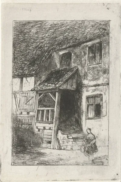Gevel van een huis met een overdekte opgang