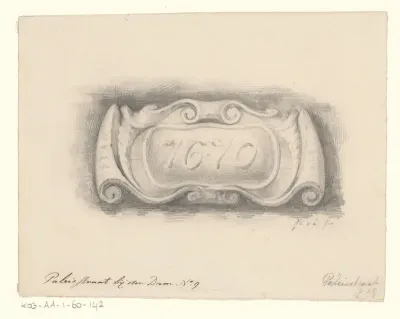 Gevelsteen met het jaartal 1670 in de Paleisstraat 136