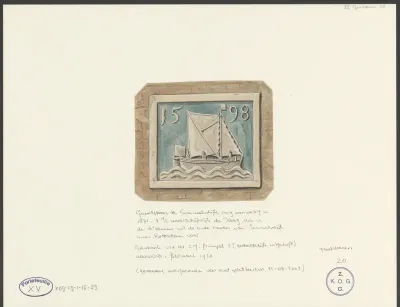 Gevelsteen met zeilboot uit 1598