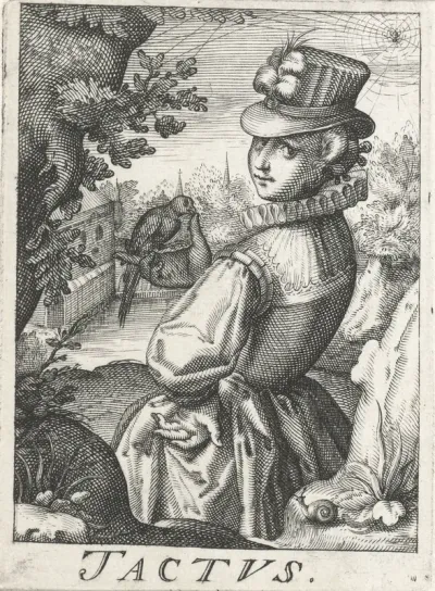 Gevoel (Tactus), een vrouw met een vogel