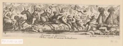 Gevolg van Silenus aangevallen door bijen