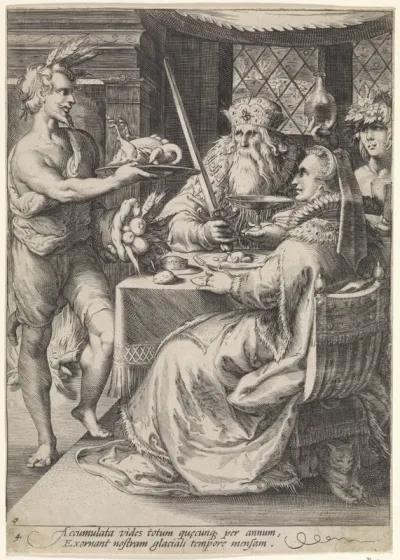 Gezelschap aan een gedekte tafel